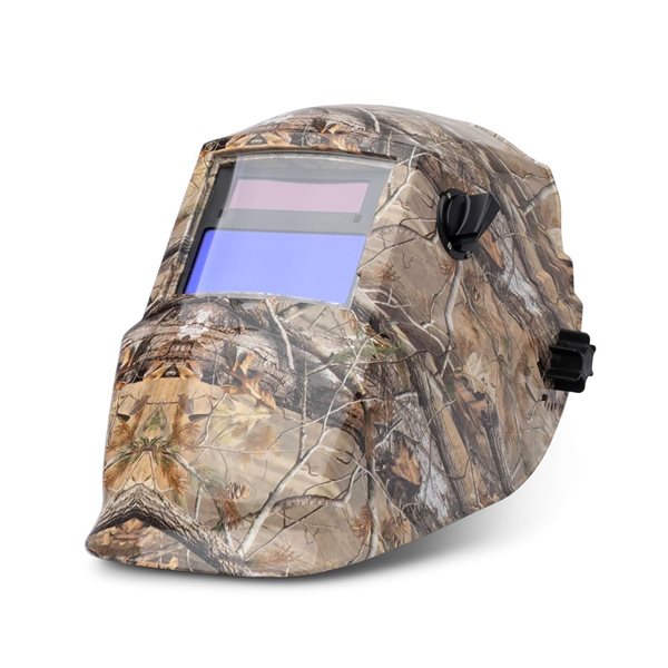 Autumn camouflage automatic darkening welding helmet with adjustable shade settings 9 to 13 and side control knob