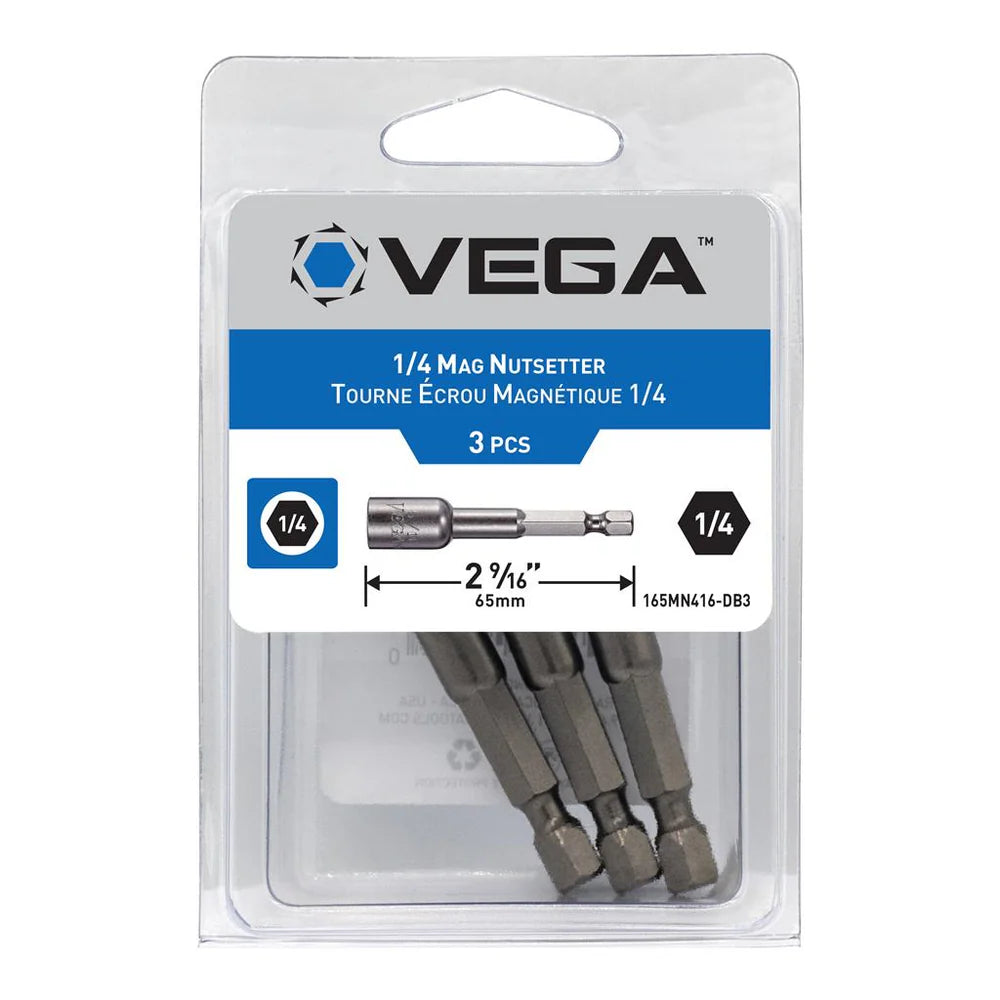 TOURNE ÉCROU MAGNÉTIQUE 1/4'' x 2-9/16" (3 pièces) VEGA 165MN-DB3