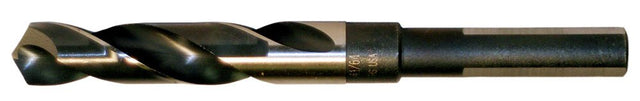 1 1/2 inch black and gold HSS drill bit with 118-degree split point and reduced 1.27 cm shank, inch sizes only