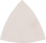 White triangular felt polishing pad for power tools, compatible with Makita polishing accessories.
