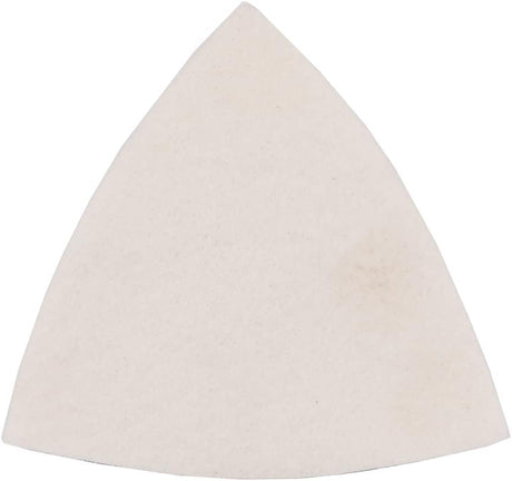 White triangular felt polishing pad for power tools, compatible with Makita polishing accessories.