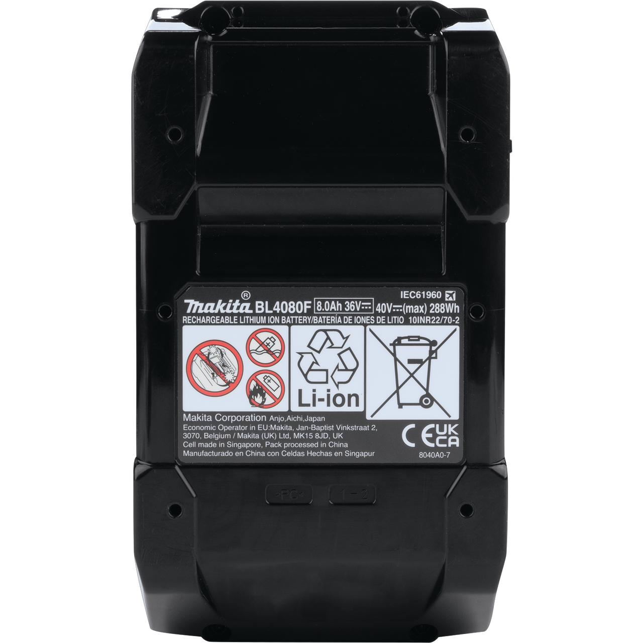 Batterie Makita 40V Max XGT 8.0 Ah Lithium-Ion BL4080F