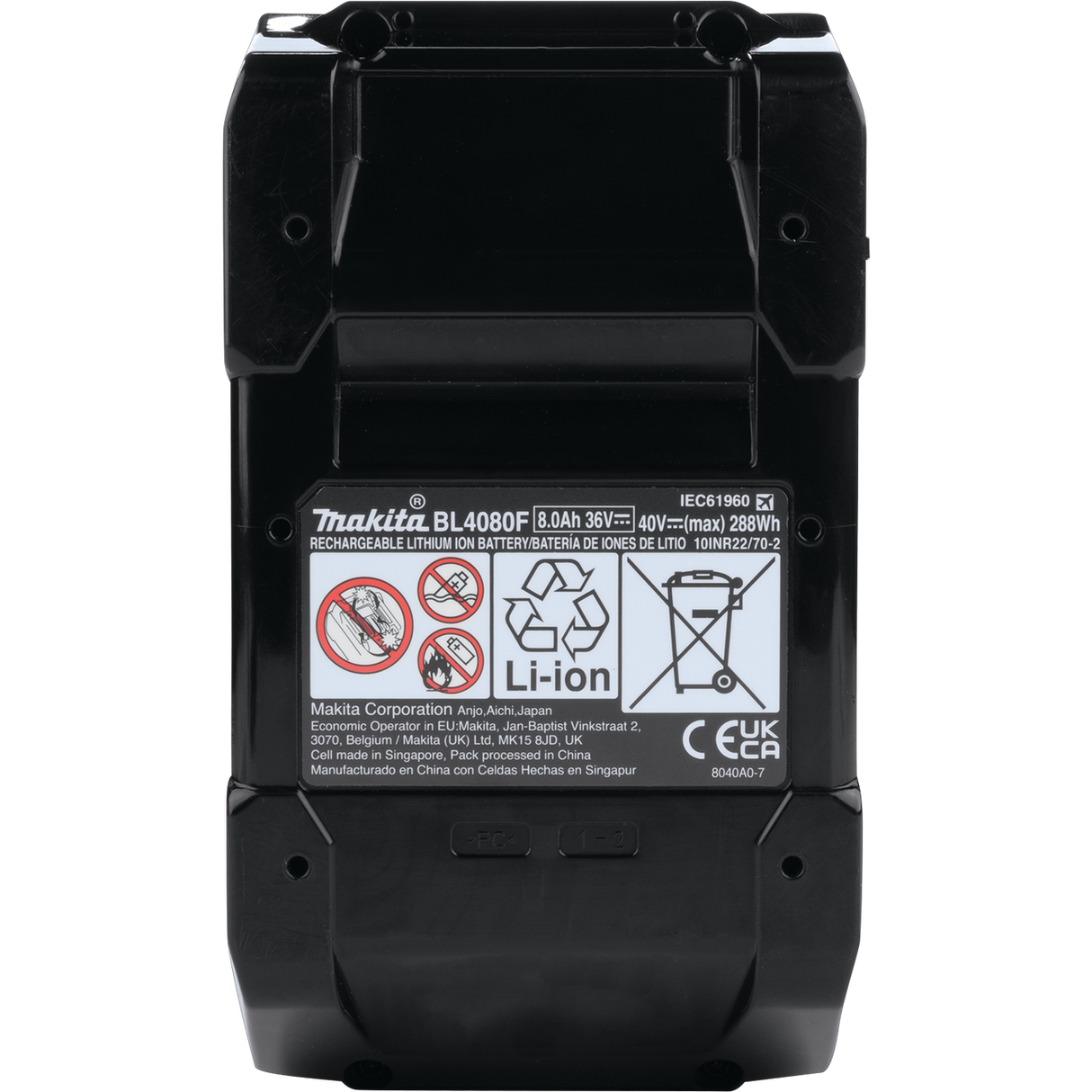 Batterie Makita 40V Max XGT 8.0 Ah Lithium-Ion BL4080F