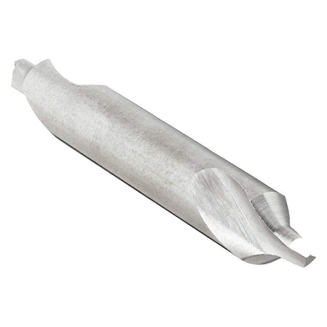 High-speed steel #6 1/2 centering drill with 7/32" tip diameter and 60-degree countersink cutter, two-flute design