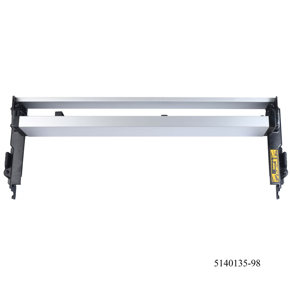 DEWALT fence assembly 5140135-98 with aluminum rails and durable black mounting brackets for power tool guides