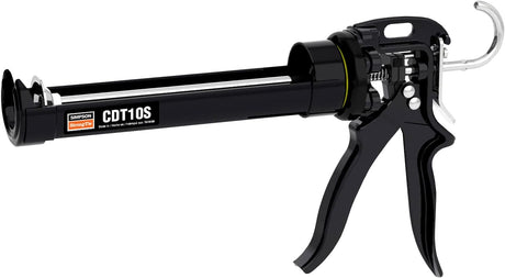 10 oz manual caulking gun with high-thrust mechanism, ergonomic handle, and smooth consistent dispensing system