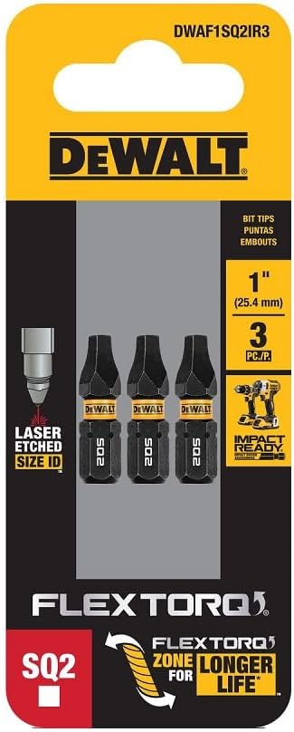 EMBOUTS CARRÉS NO 2 1" (PAQUET DE 3) DEWALT DWAF1SQ2IR3