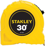 30-foot Stanley tape measure with high-impact ABS case and abrasion-resistant polymer-coated blade with clear markings
