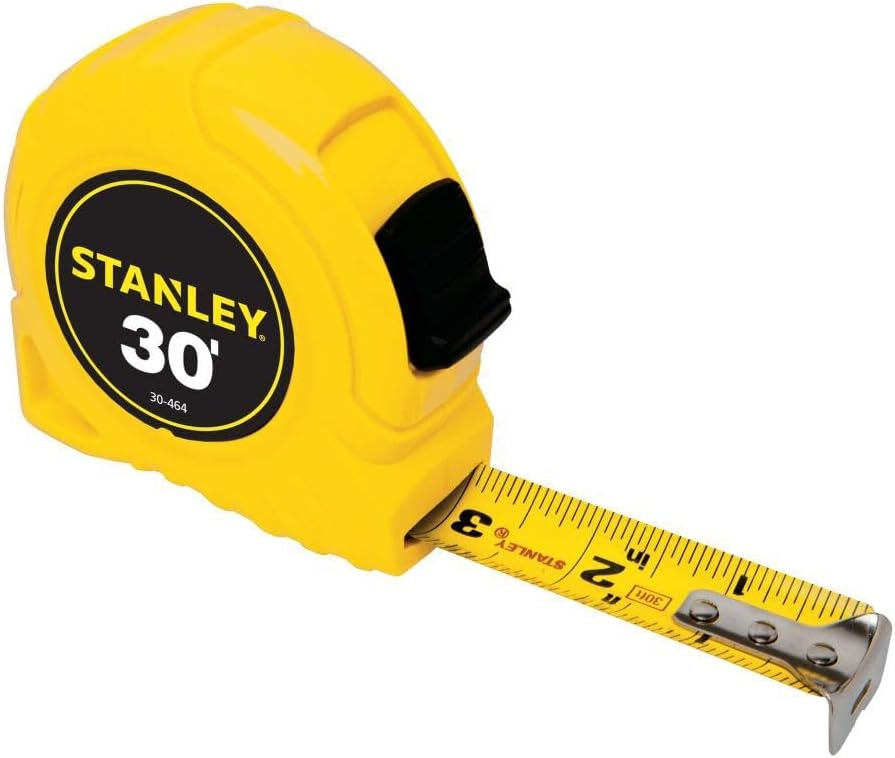 30-foot Stanley measuring tape with high-strength ABS case, polymer-coated blade, and clear measurement markings