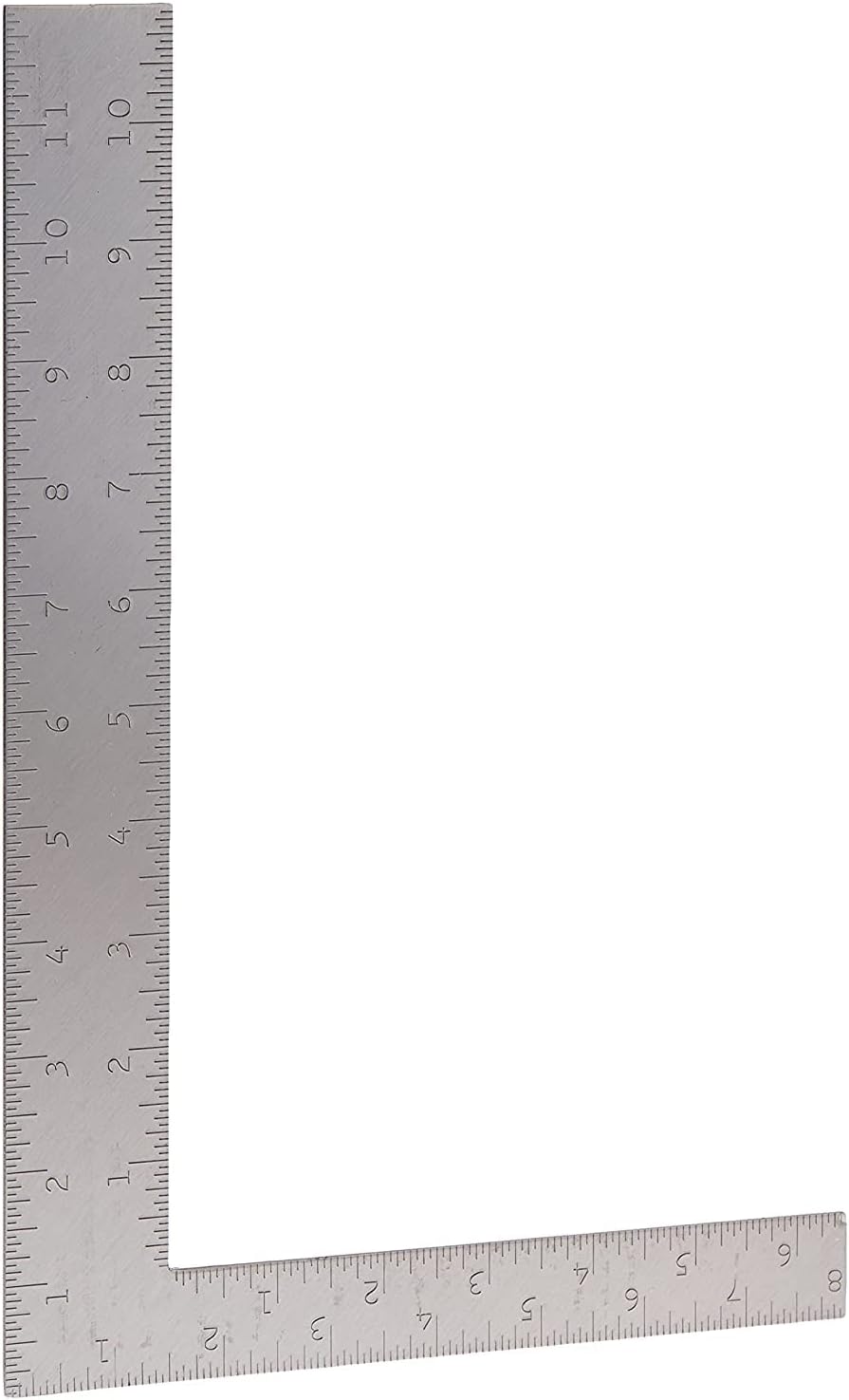 High-quality hardened steel L-square ruler with dual-sided raised graduations and reversed scale for efficient reading