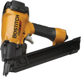 Compact Bostitch MCN150 framing nailer with ergonomic grip, designed for 1-1/2 inch staples between 12-inch joists