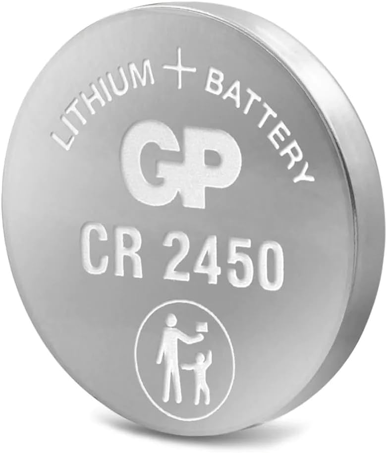 CR2450 lithium 3V coin battery with high capacity, leak-proof design, and up to 10 years shelf life