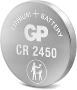 CR2450 lithium 3V coin battery with high capacity, leak-proof design, and up to 10 years shelf life