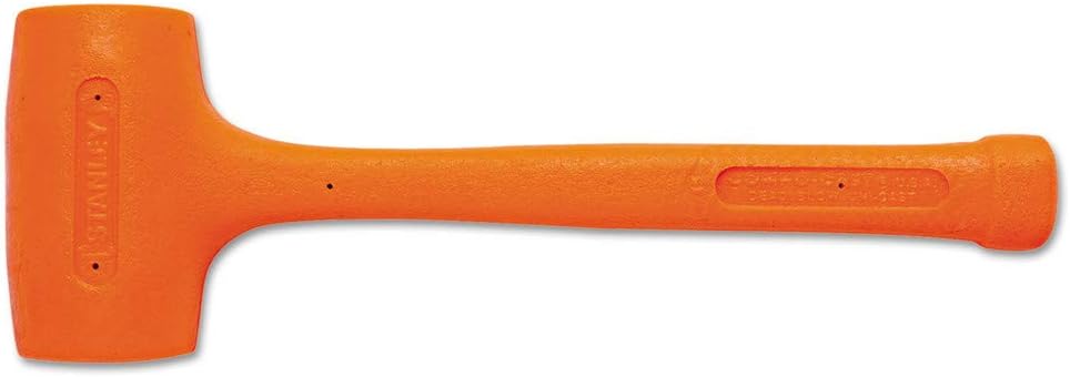 42 oz Stanley no-spark dead blow hammer with soft faces and non-metallic uni-cast construction preventing sparks and scratches