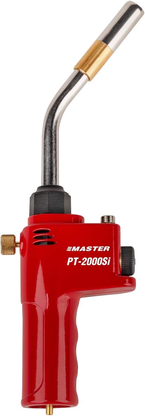 Red Master Appliance PT-2000Si propane hand torch with ergonomic handle and angled metal nozzle for industrial use