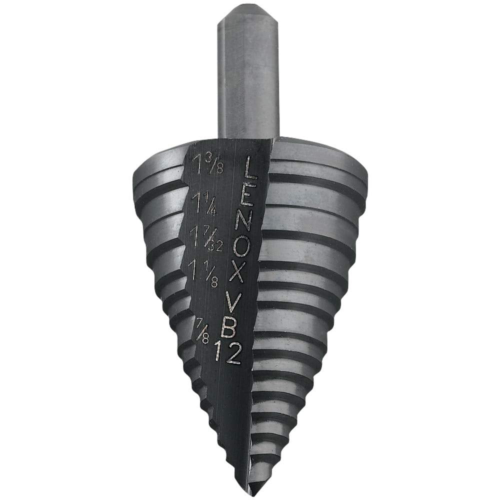 Lenox VARI-BIT step drill bit 7/8 to 1-3/8 inch with patented two-flute design for clean, fast holes