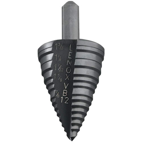 Lenox VARI-BIT step drill bit 7/8 to 1-3/8 inch with patented two-flute design for clean, fast holes
