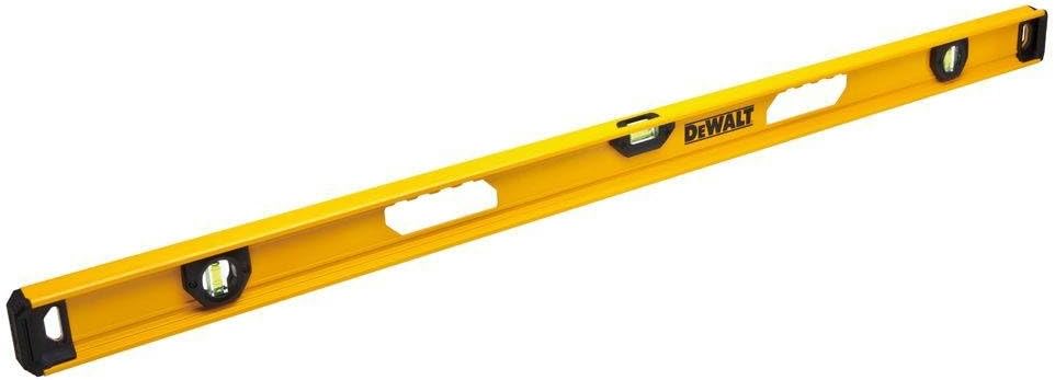 48-inch DEWALT magnetic I-beam level with durable block vials and robust yellow frame for precise leveling tasks