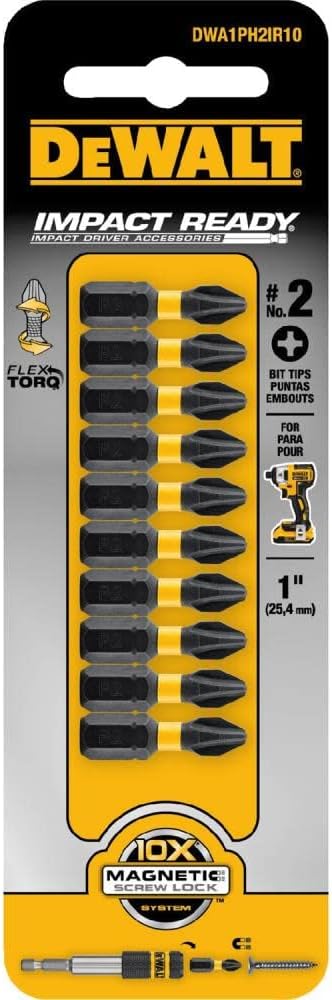EMBOUTS PHILLIPS NO 2 1" (PAQUET DE 10) DEWALT DWAF1PH2IR10