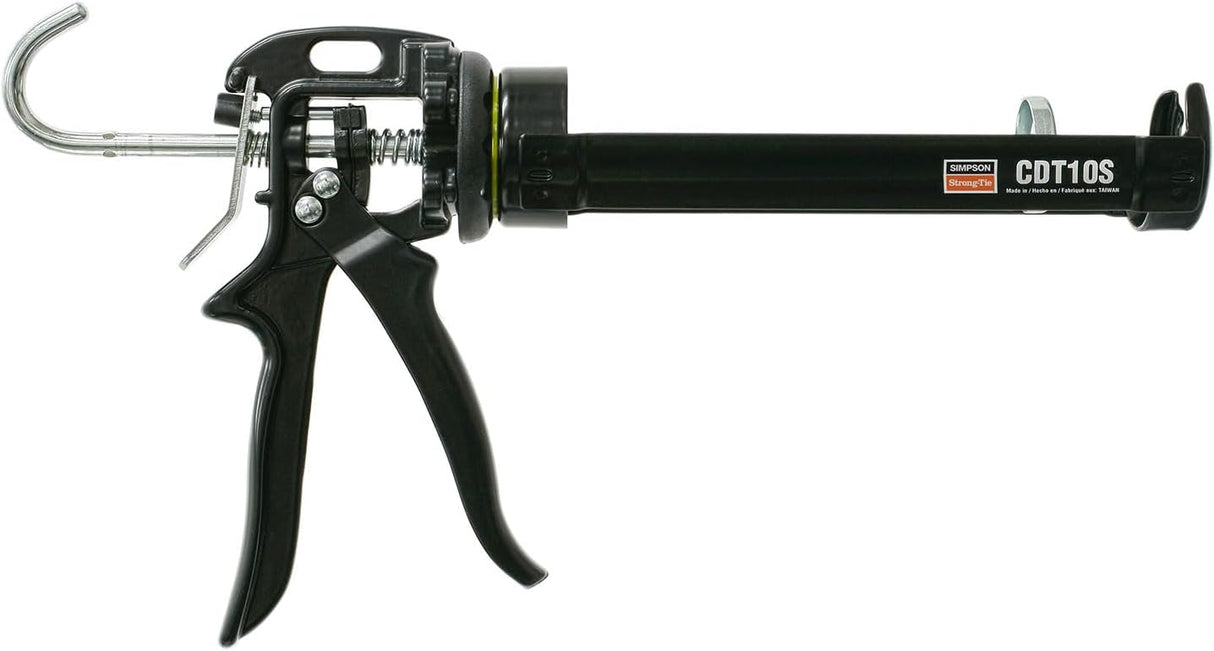 Manual 10 oz. caulking gun with high thrust drive mechanism and balanced handle for smooth, controlled dispensing