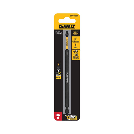 6-inch DeWalt FlexTorq square bit driver with enhanced torsion zone for extreme torque applications, 1-pack