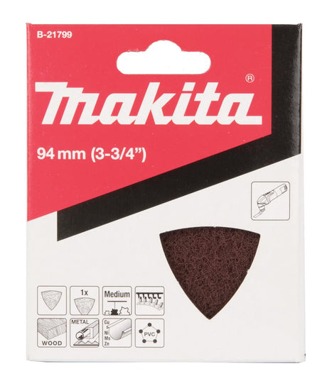 94mm medium-grit triangular sanding pad for Makita multitools, suitable for wood, metal, and PVC surfaces