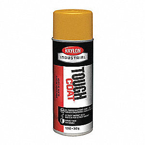 340ml Krylon Industrial Tough Coat spray paint in Caterpillar yellow, solvent-based acrylic alkyd enamel, indoor/outdoor use