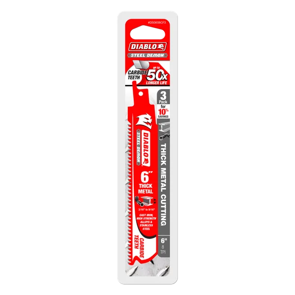 FREUD DIABLO DS0608CF3C LAMES ALTERNATIVES 6'' 8 TPI CARBURE (PAQUET DE 3)