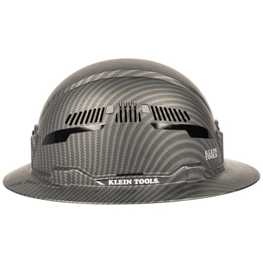 Carbon-fiber patterned Klein Tools KARBN™ safety helmet with ventilated brim and Class C protection, model 60626