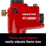 Red Master Appliance PT-2000Si propane torch with brass flame adjustment knob and black control dial for precise flame size control