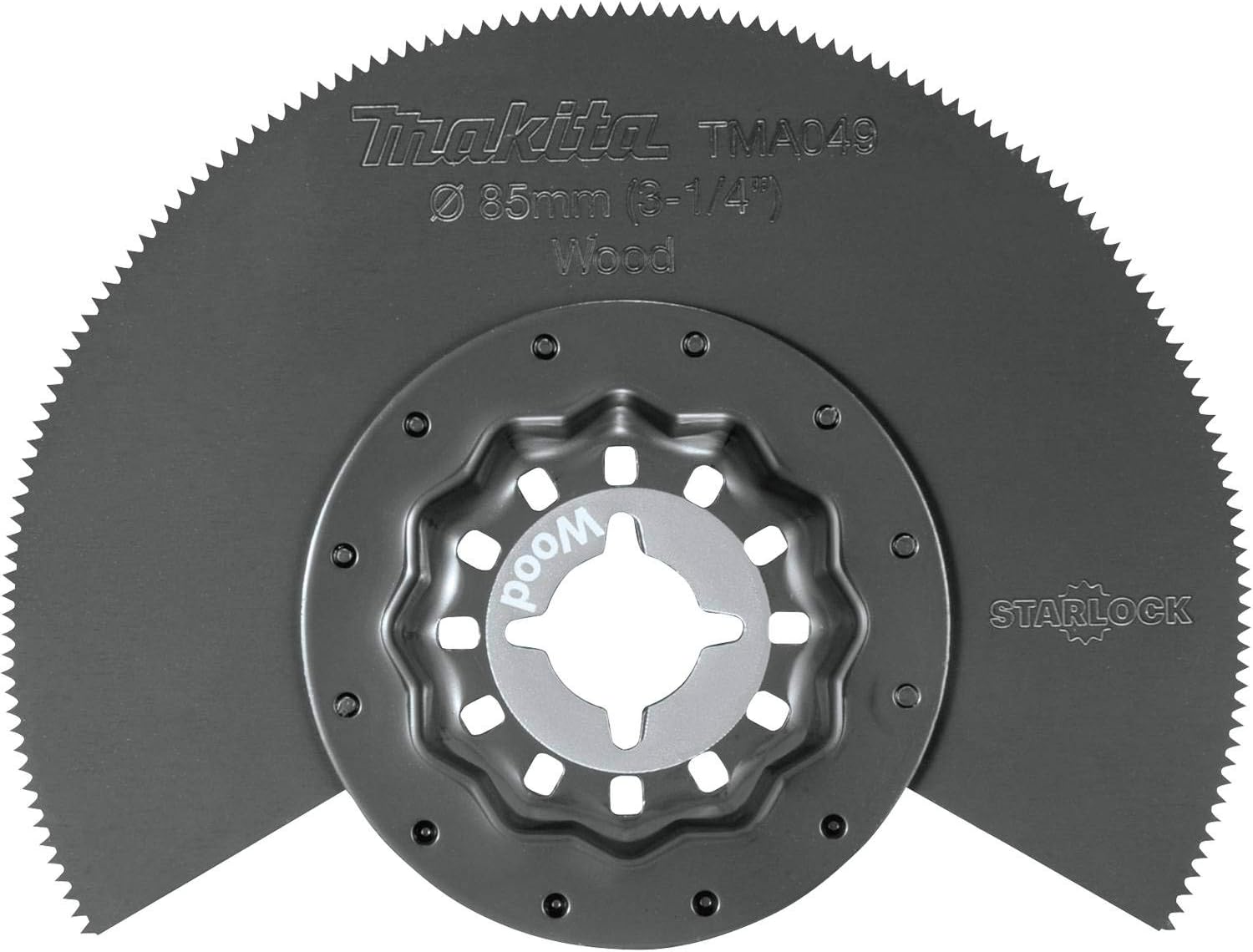3-1/4" Starlock® half-round saw blade for wood with 12-position adjustable angle and precise plunge cutting design