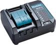 Compact Makita DC18WC charger for 14.4-18V Li-ion batteries with LED indicators and fast charging capability