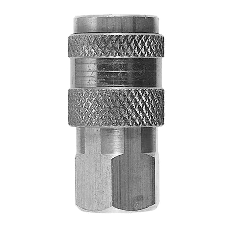 Universal air coupler with knurled grip, compatible with Tru-Flate and ARO, 1/4" hose, max 300 psi pressure