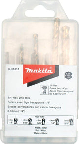 ENSEMBLE DE MÈCHES HSS-TIN SHANK HEX 5 PIÈCES D-35318