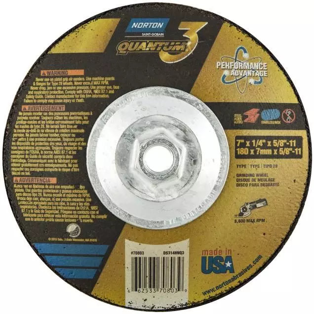 GRINDING WHEEL 9 x 1/4 x 7/8 T28 QUANTUM 3 (70805)