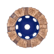 7-inch diamond grinding cup wheel with blue steel body and segmented abrasive surface for material removal tasks