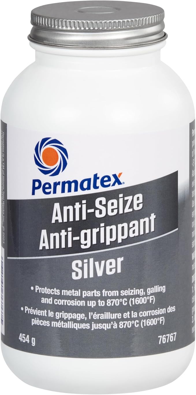 454g Permatex silver anti-seize lubricant protecting metal parts from seizing, galling, and corrosion up to 870°C