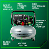 6 GALLON THE TANK OIL-FREE COMPRESSOR EC914SM