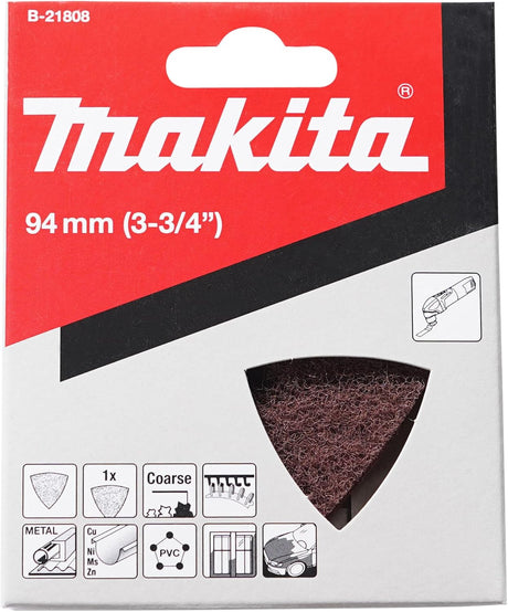 Triangular coarse grit abrasive pad 94mm for sanding wood and metal, Makita B-21808 pack of 5