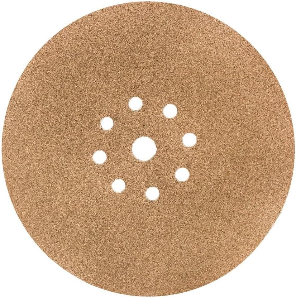9-inch circular open coat sandpaper disc with 120 grit and multi-hole design for drywall sanding, pack of 25