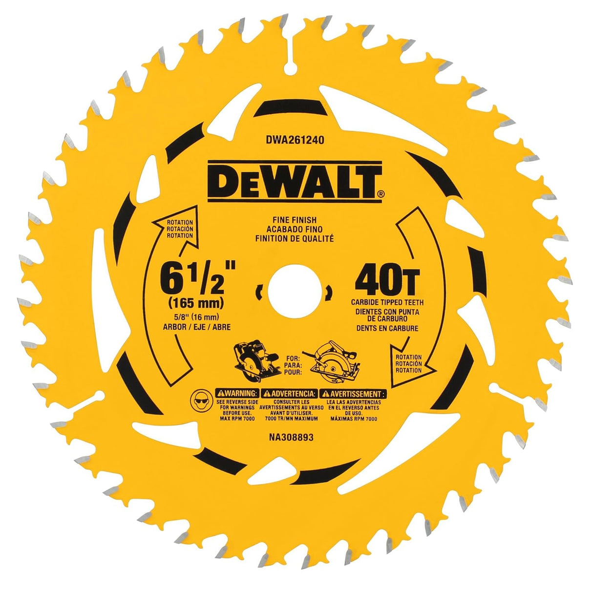 LAME DE SCIE 6-1/2 40 DENTS DEWALT DWA261240
