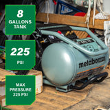 8 GALLON 225 PSI THE TANK METABO HPT EC1315SM COMPRESSOR