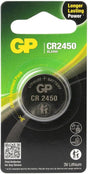 GP CR2450 lithium 3V coin battery with child-resistant packaging and longer lasting power for various devices