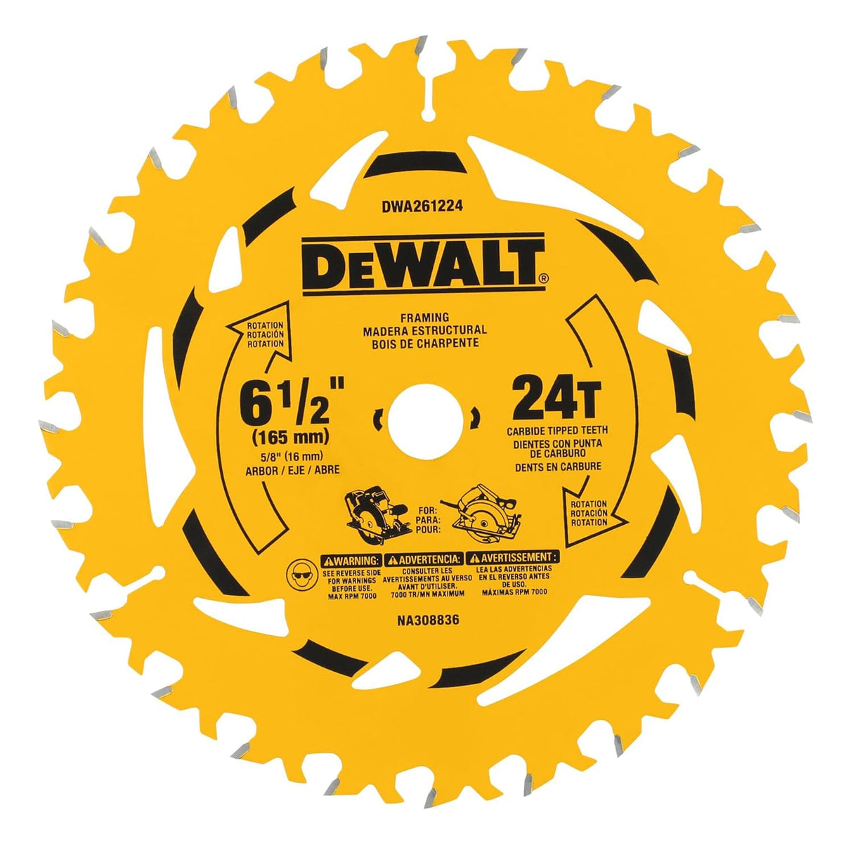 LAME DE SCIE 6-1/2 24 DENTS DEWALT DWA261224