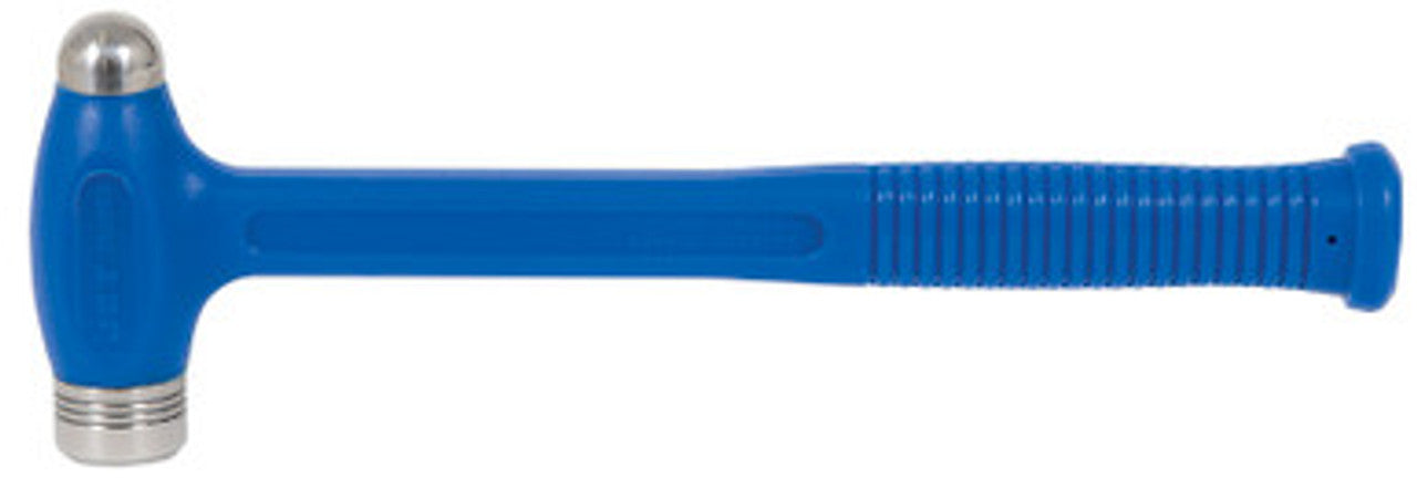 1lbs non-rebound hammer with hardened polyurethane head filled with steel shot and blue textured handle
