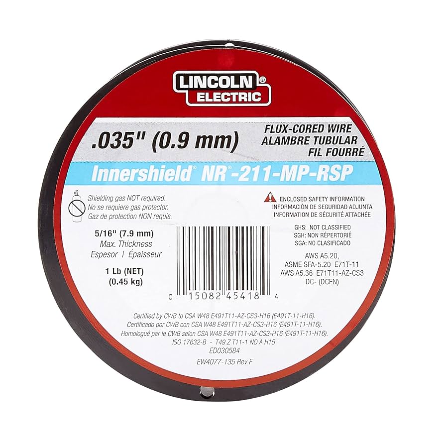 1lb spool of .035" (0.9 mm) flux-cored welding wire, gasless Innershield NR-211-MP-RSP by Lincoln Electric