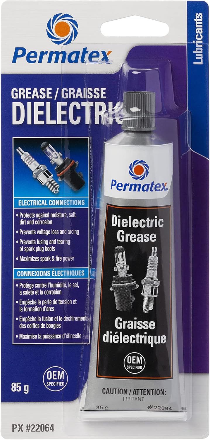85g Permatex dielectric grease tube for protecting electrical connections from moisture, corrosion, and voltage loss in spark plugs