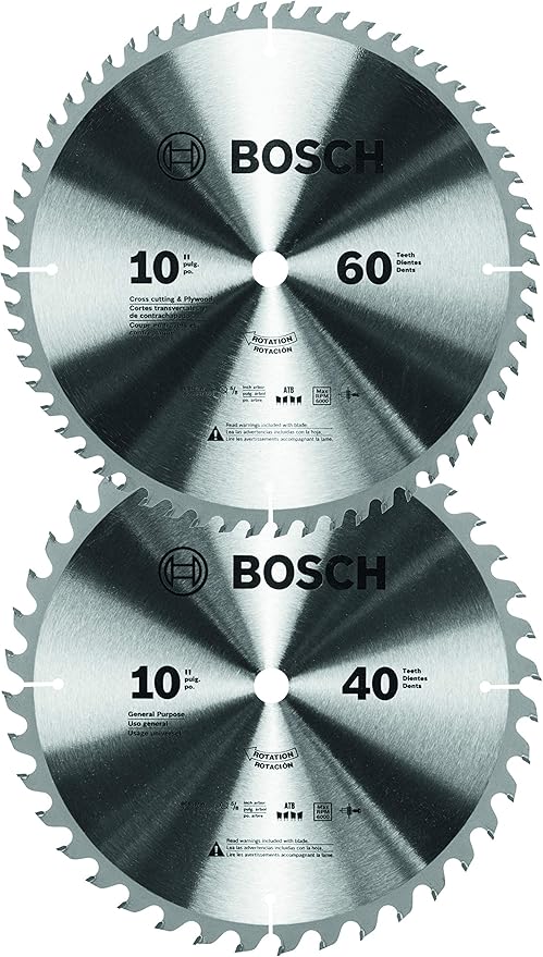 ENSEMBLE DE 2 LAMES 10'' 40 & 60 DENTS BOSCH BCB10TW