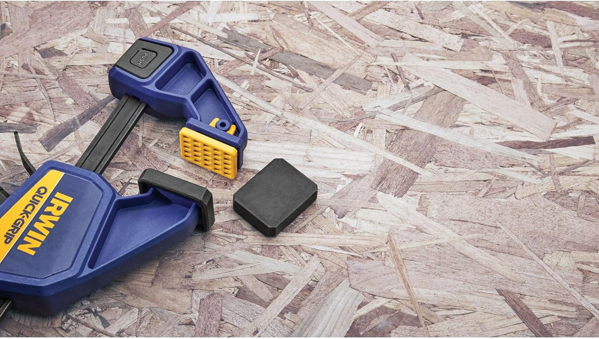 4-piece 6-inch quick grip clamps with non-marring pads and one-handed trigger release for secure holding