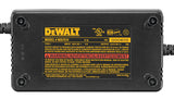 DEWALT N557514 power adapter with integrated power cord, 120V input, 13.8V DC output, and safety certification labels